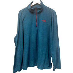 THE NORTH FACE Teal Blue Polartec Fleece Pullover Mens XL Mock Neck 1/4 Zip